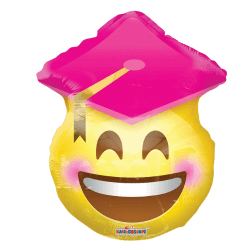 18 In Smiley Grad Pink Shaped