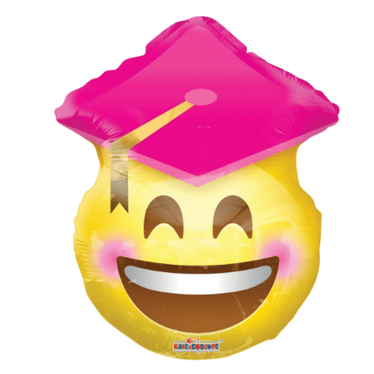 18 In Smiley Grad Pink Shaped