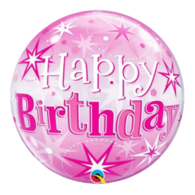 BUBBLES Birthday Pink Starburst Sparkle - 22 inch