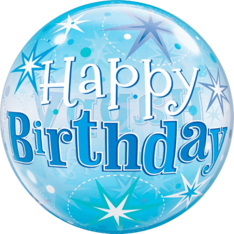 BUBBLES Happy Birthday Blue Starburst - 22 inch
