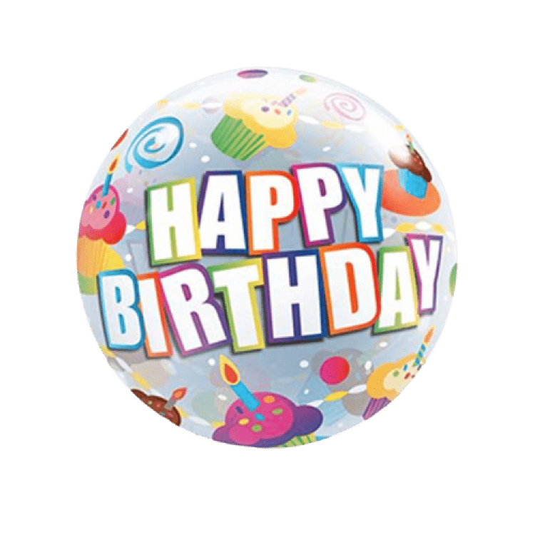 BUBBLES Happy Birthday Colorful Cupcakes - 22 inch