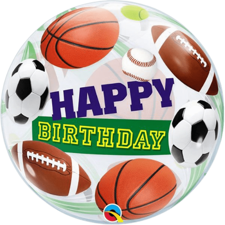 BUBBLES Happy Birthday Sports Balls - 22 inch