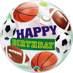 BUBBLES Happy Birthday Sports Balls - 22 inch