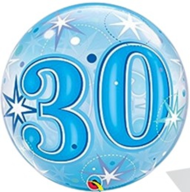 30 Starburst Sparkle Blue Bubble