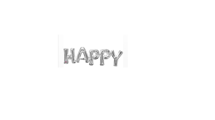 30 Inch Happy Silver Balloon