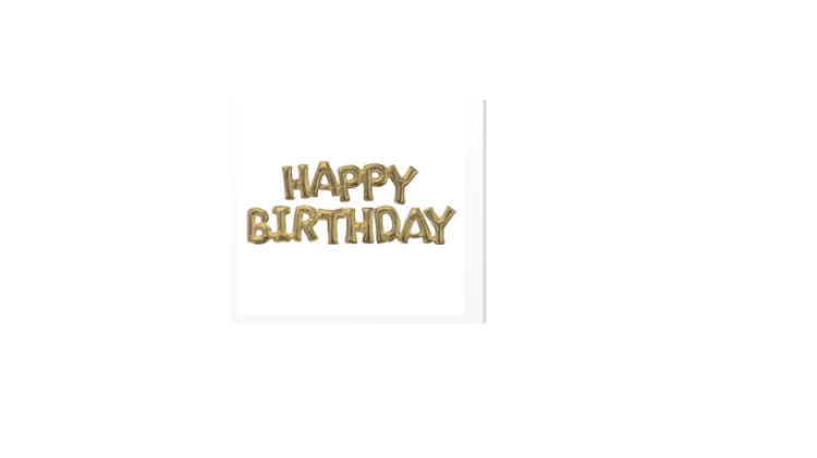 44 inch Wide Air Fill only Happy Birthday White Gold Foil Ba 44 inch Wide Air Fill only Happy Birthday White Gold Foil Ba