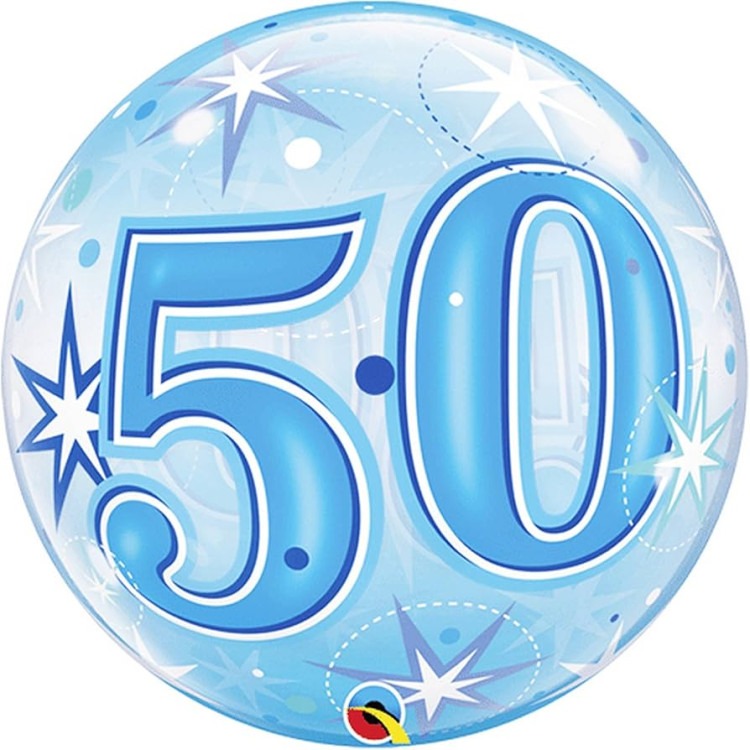50 Starburst Sparkle Blue Bubble
