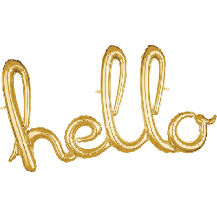 39 inch Air-fill Only Script Phrase Hello Gold Foil Balloon 39 inch Air-fill Only Script Phrase Hello Gold Foil Balloon
