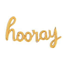 44 inch Air Filled Only Hooray Script - Gold Foil Balloon