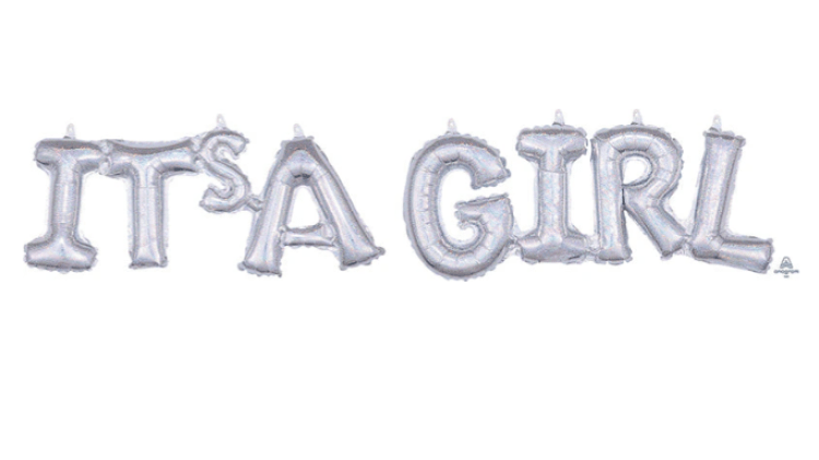 Block Phrase It's A Girl Holographic Balloon