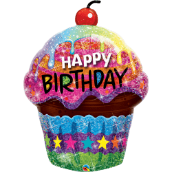 Birthday Dazzling Cupcake - 35 inch Holographic