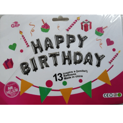 Black Happy Birthday Letter Balloon Kit - 16 inch