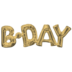 Block Phrase Bday Whit Gold Foil Balloon
