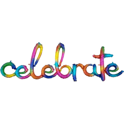 CELEBRATE Script Phrase RAINBOW SPLASH Foil Balloon