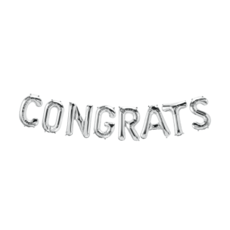 CONGRATS Kit Northstar SILVER Packaged Foil Balloons - 16 in CONGRATS Kit Northstar SILVER Packaged Foil Balloons - 16 in