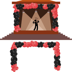 Frame stage with organic garland