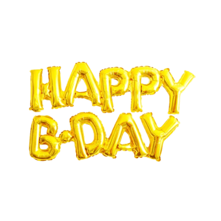 GOLD HAPPY B-DAY Block Mylar Balloon