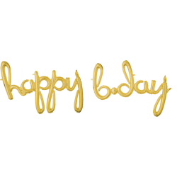 GOLD happy b-day Script Mylar Balloon Phrase