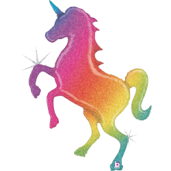 Glitter Rainbow Unicorn - 54 inch Holographic Foil Balloon