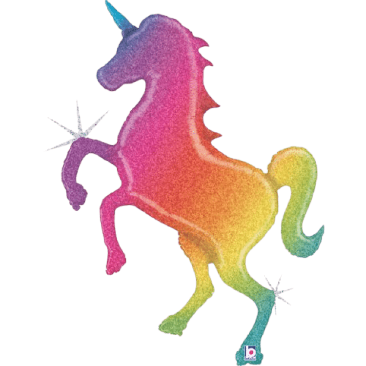 Glitter Rainbow Unicorn - 54 inch Holographic Foil Balloon