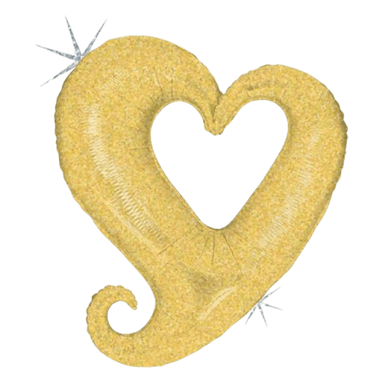 14-inch Gold Sparkle Heart Foil Balloon