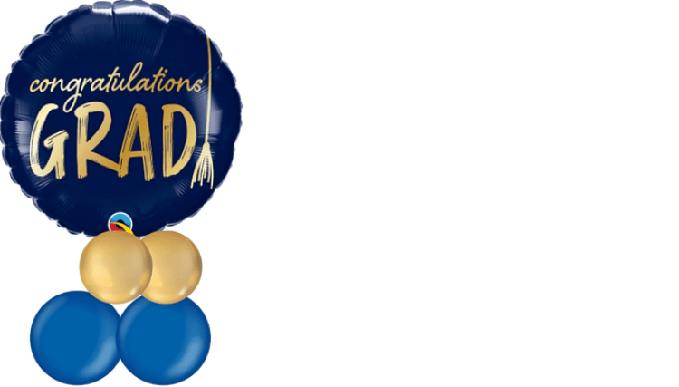 Graduation Balloon Centerpiece – Navy & Gold