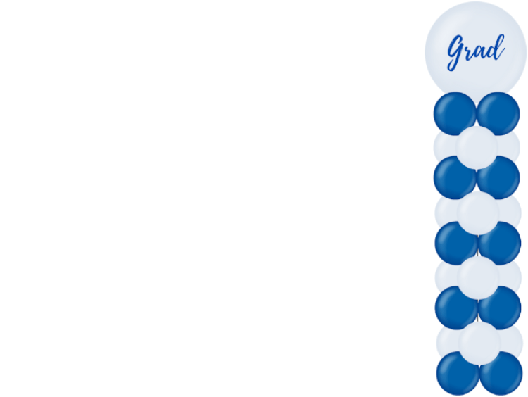 Graduation Balloon Column – Blue & White