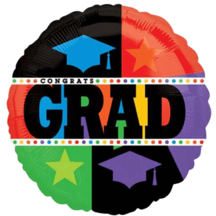 Graduation Hats and Stars Balloon