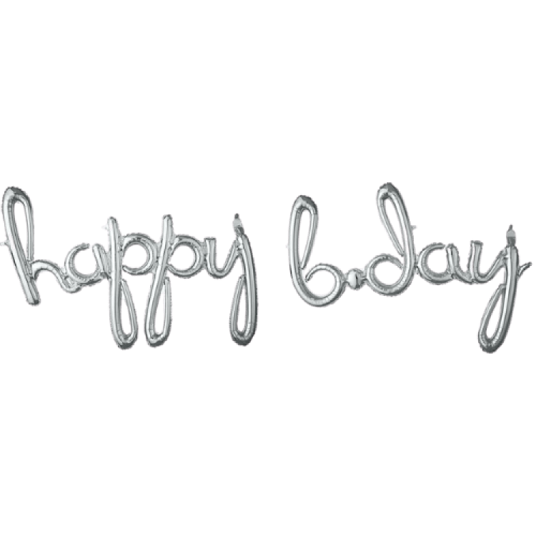 HAPPY B-DAY Script Phrase - SILVER