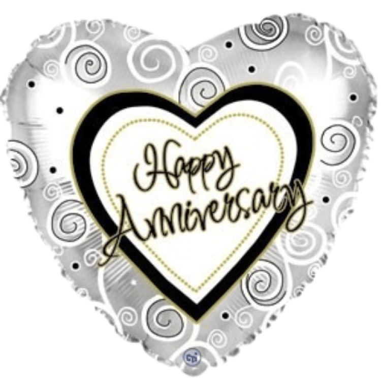 Happy Anniversary Silver Heart Shape