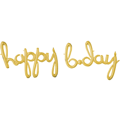 76 inch Happy Bday White Gold Foil Balloon