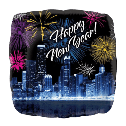 Happy New Year Chicago Skyline & Fireworks - 18 inch