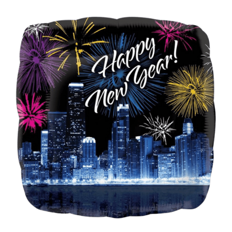 Happy New Year Chicago Skyline & Fireworks - 18 inch
