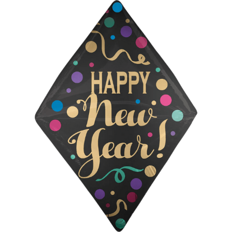 Happy New Year Satin Dots Anglez Foil Balloon