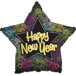 Happy New Year's Fireworks Star Shape - 18 inch