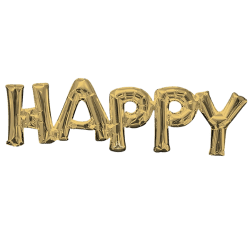 30 Inch Happy White Gold Foil Balloon
