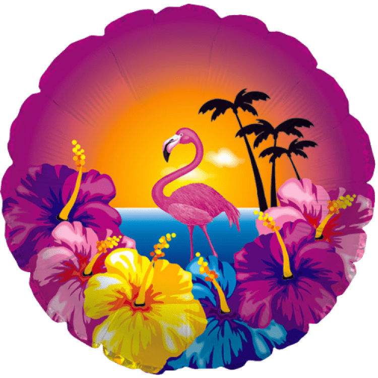 Hibiscus and Flamingo - 17 inch