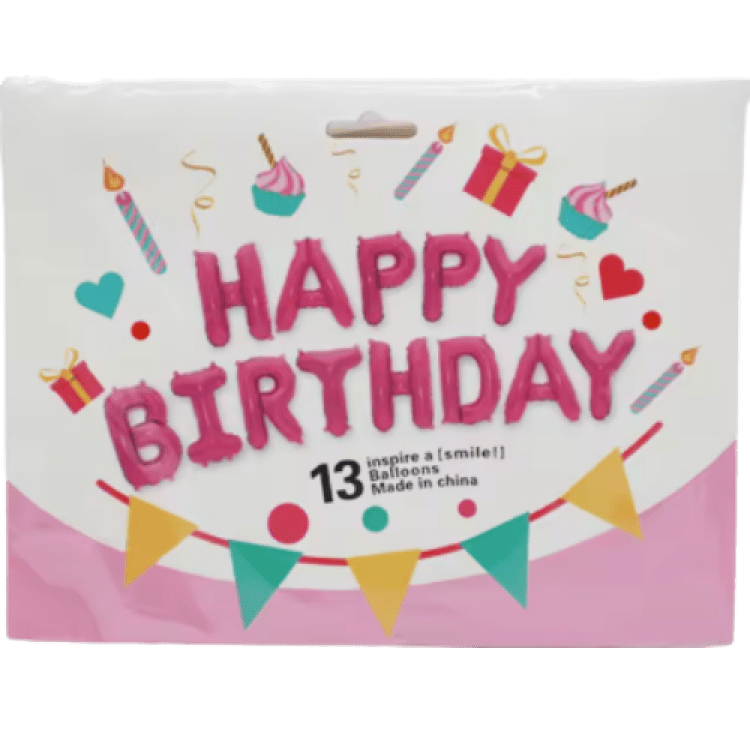 Light Pink Happy Birthday Letter Balloon Kit - 16 inch