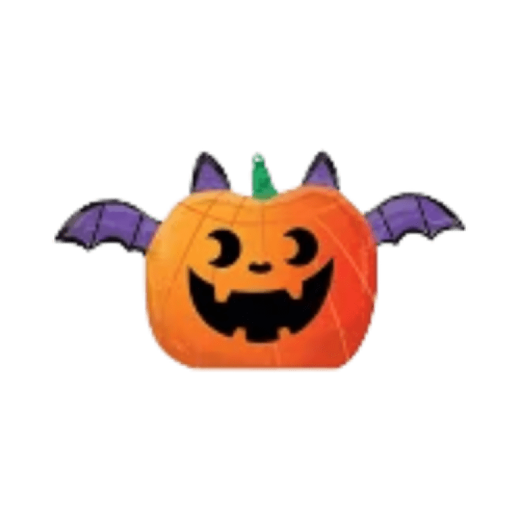 Pumpkin with purple bat wings