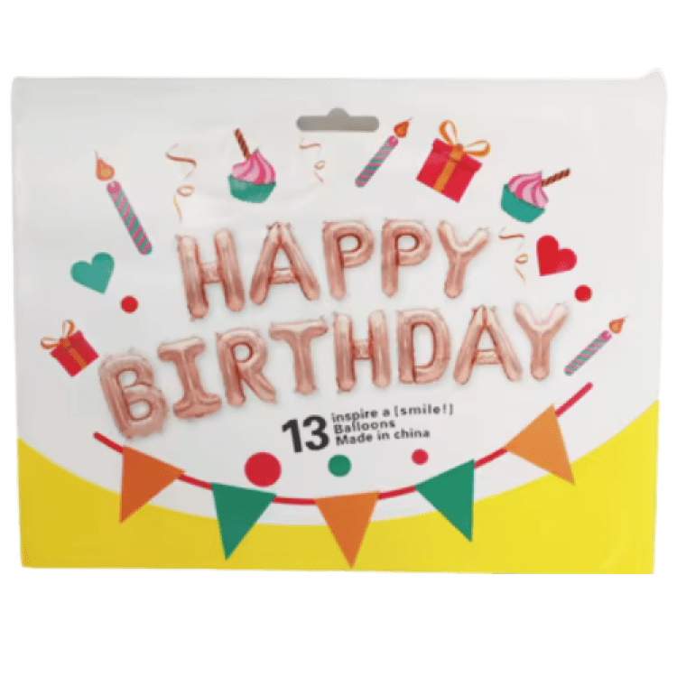 Rose Gold Happy Birthday Letter Balloon Kit - 16 inch