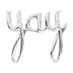 45 inch Wide Air-fill YAY  Silver Foil Balloon