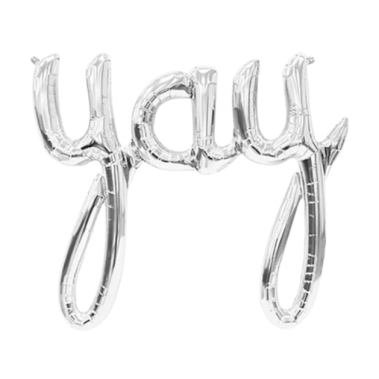 45 inch Wide Air-fill YAY  Silver Foil Balloon
