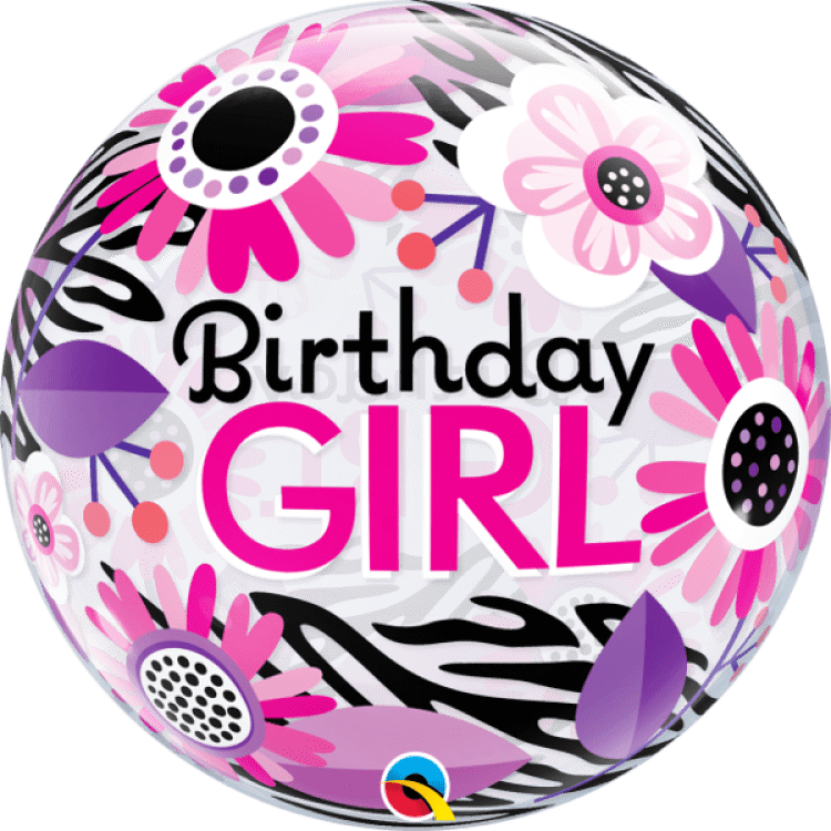 Bday Girl Floral Zebra