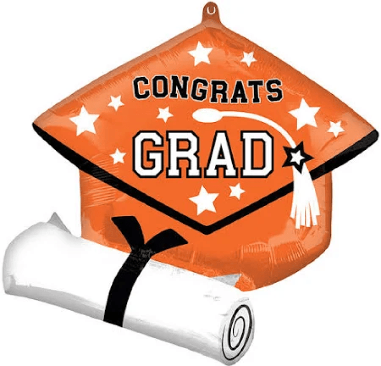 Orange Congrats Grad Mylar with Dipl.oma