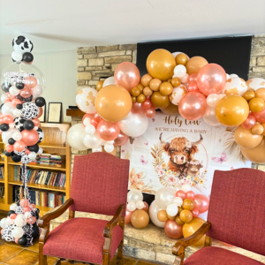 Custom balloon decor for a baby shower celebration