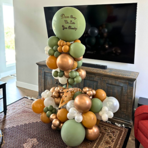 Colorful baby shower balloon arrangement