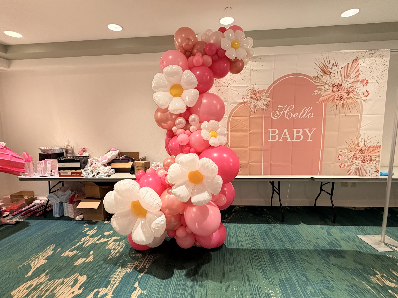 Balloon decor for a baby shower celebration
