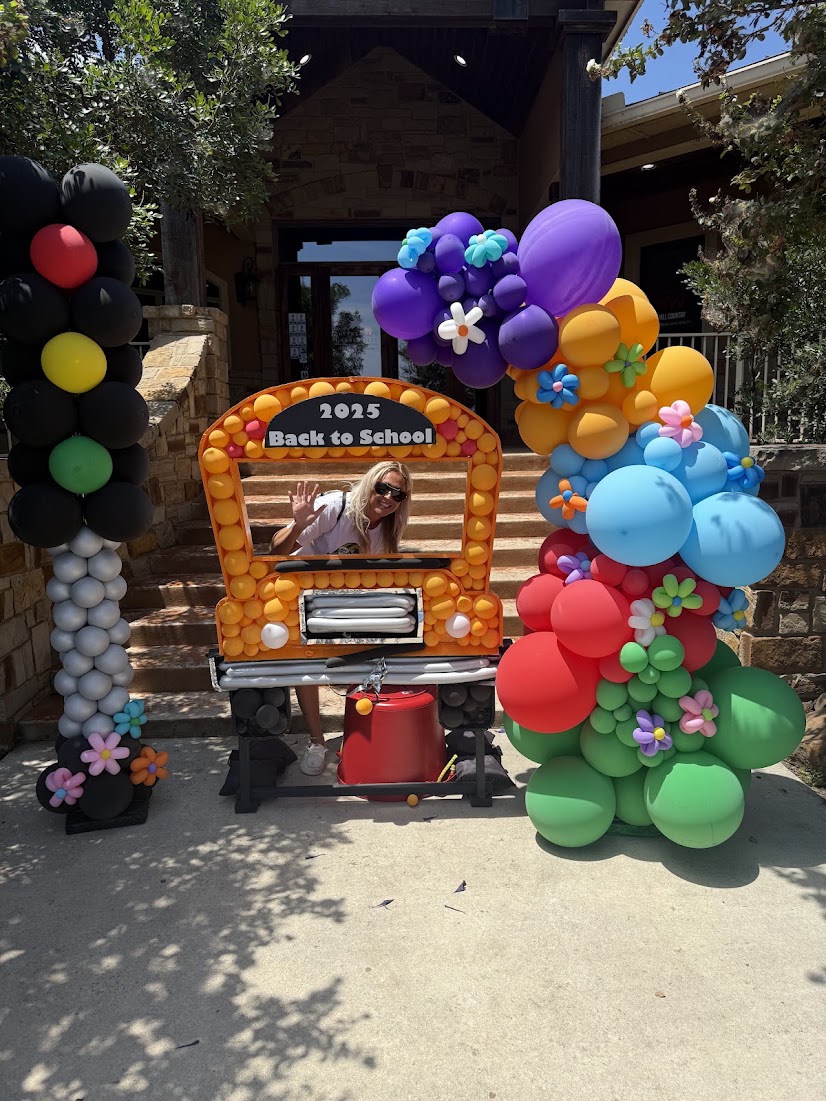 Back-to-school balloon arrangement created by Balloon Man