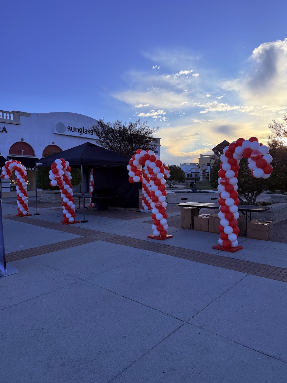 Candy cane balloon column for Christmas decor
