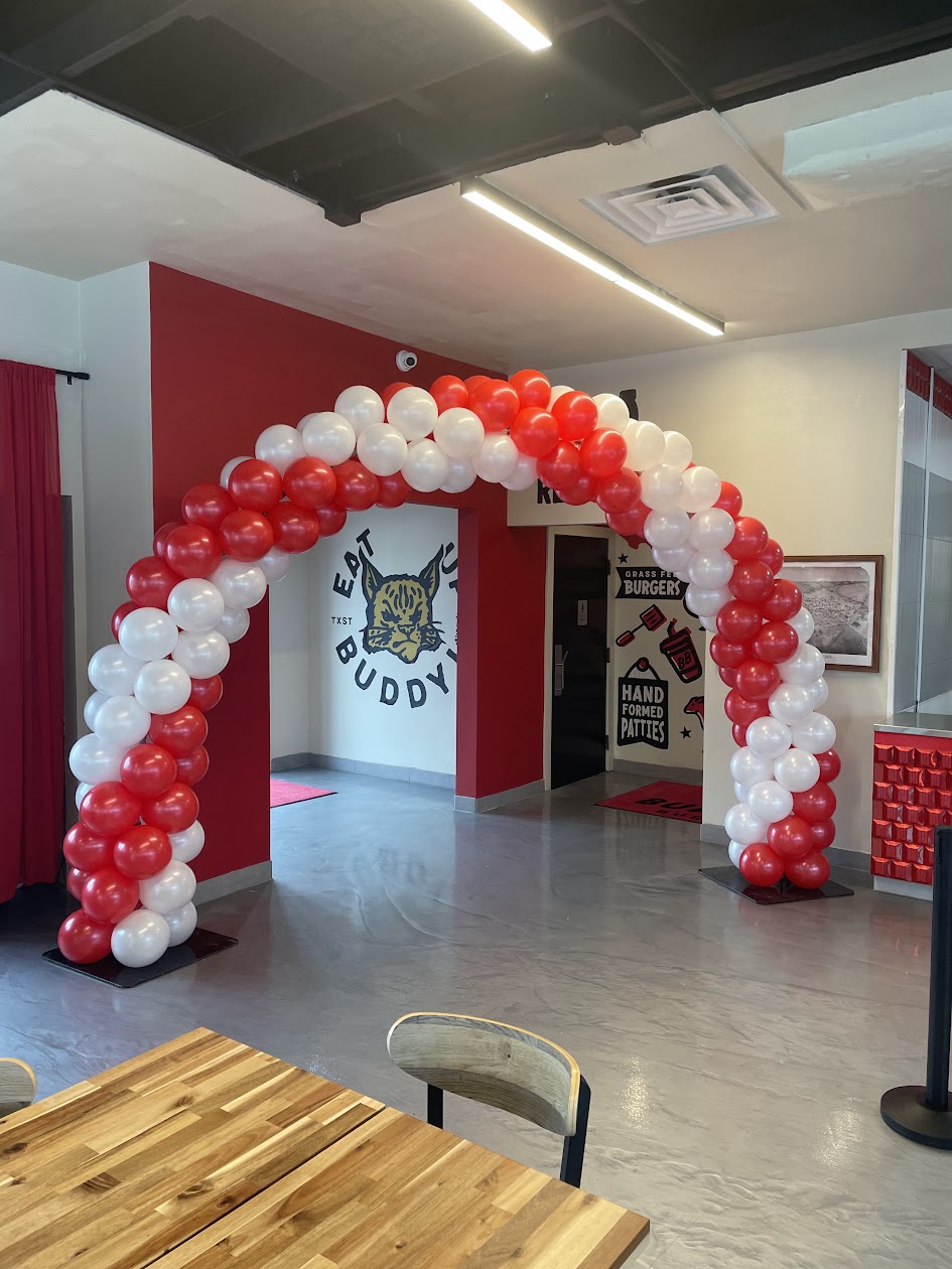 Indoor grand opening balloon arch by Balloon Man